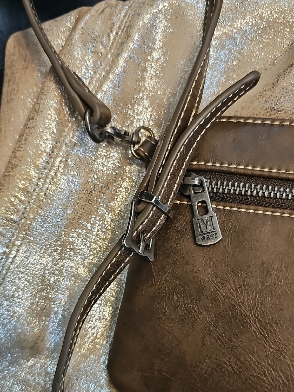 Montana West Turquoise and Brown Crossbody Bag - Picture 5 of 9